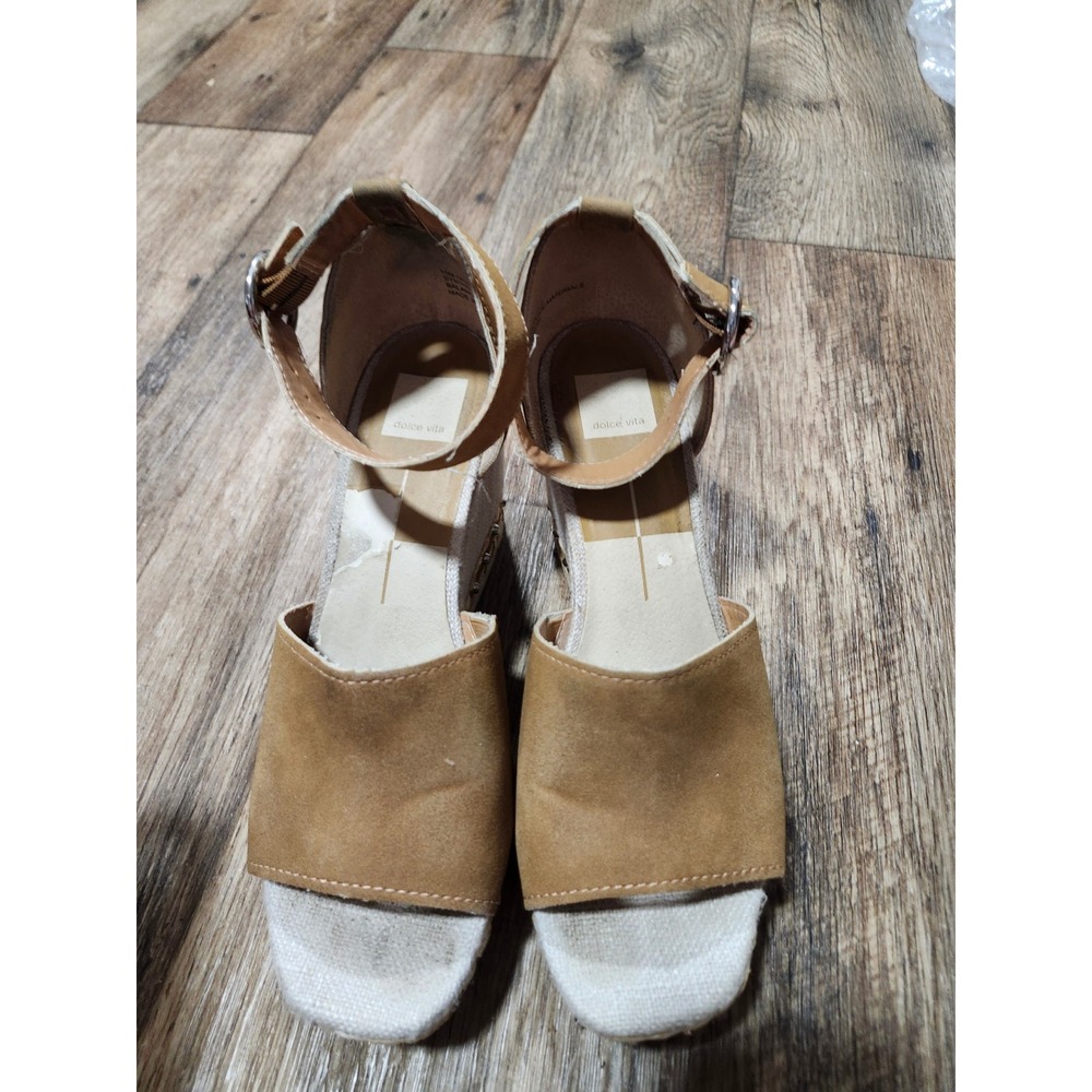 Dolce Vita Women Tan Brown Espadrille Wedge Sandals Studded Ankle Strap Sz 10 M - Picture 11 of 16